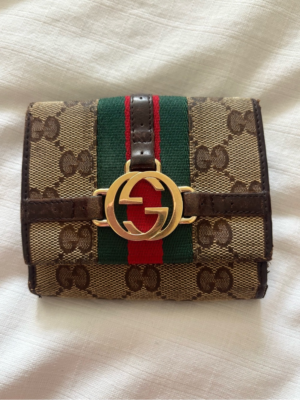 Auth Gucci GG Monogram Canvas Bi-Fold Wallet For parts